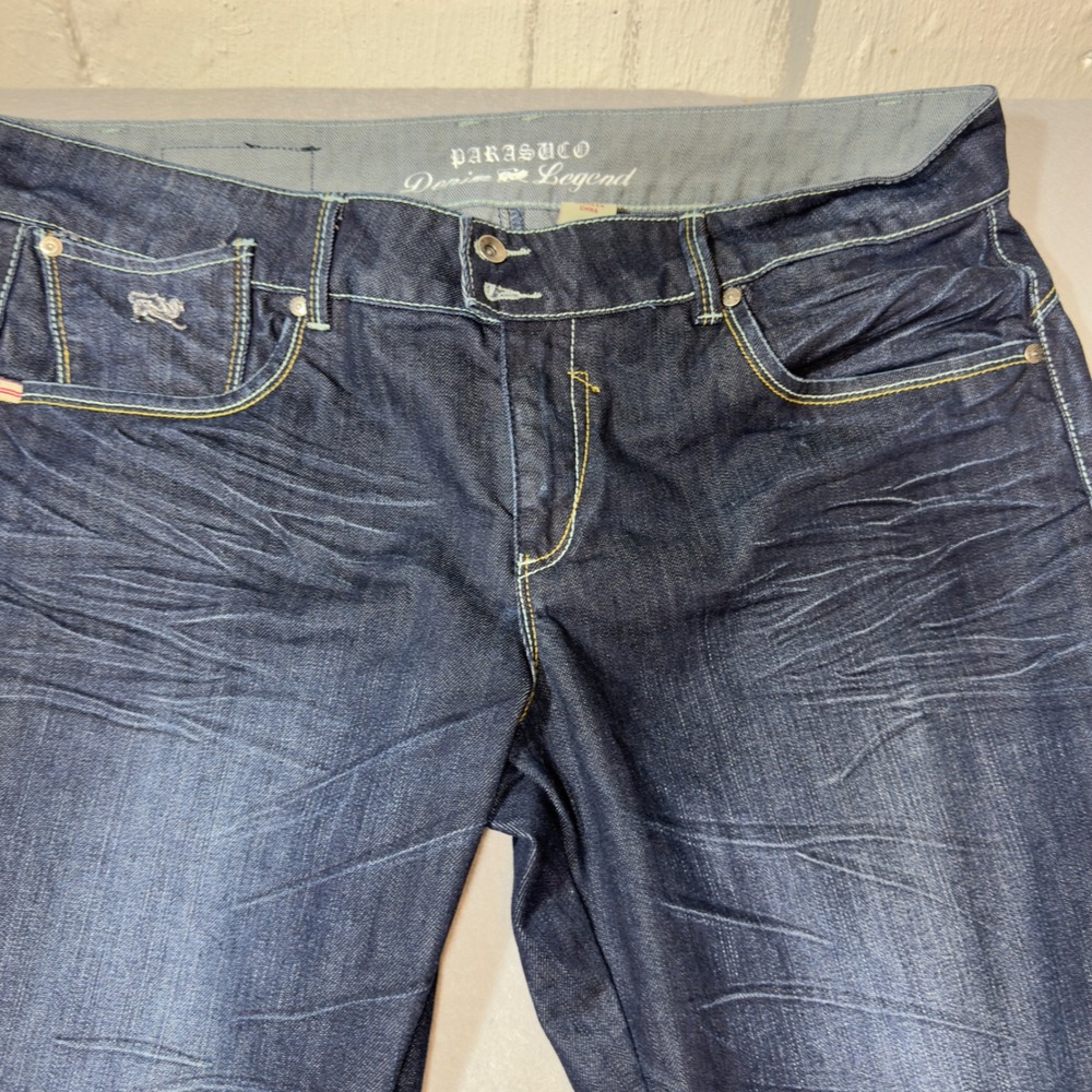 Parasuco Denim Legend Mens Dark Wash Flare Jeans Studded Y2K W37 L33 WLB-027